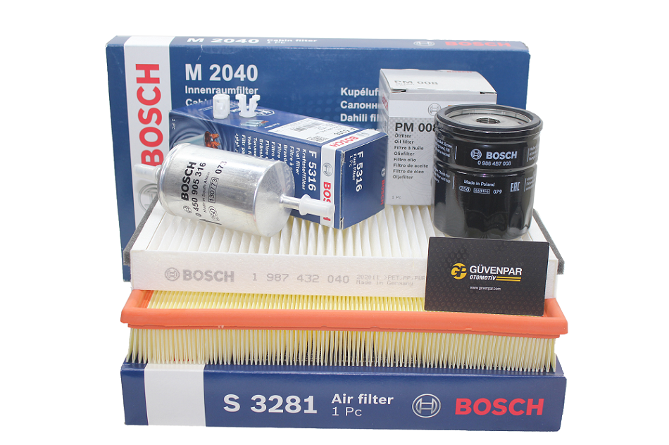 Opel Astra G 1.4 / 1.6 Benzinli Bakım Filtre Seti (Uzun Polenli Tip) Bosch Marka