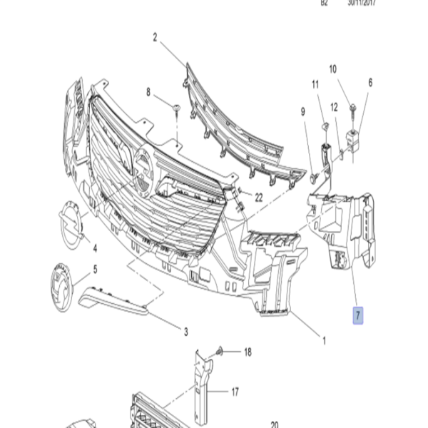 Opel Crossland Ön Tampon Alt Braketi Sol Psa Marka YQ00707580