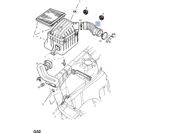 Opel Corsa B C14SE Benzinli Motor Hava Filtre Hortumu Dka Marka 804