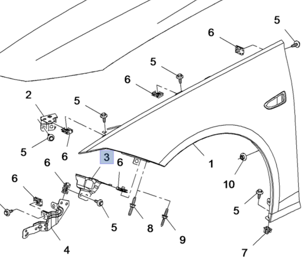 Opel İnsignia B Ön Çamurluk Bağlantı Sacı Sağ Psa Marka 39066643