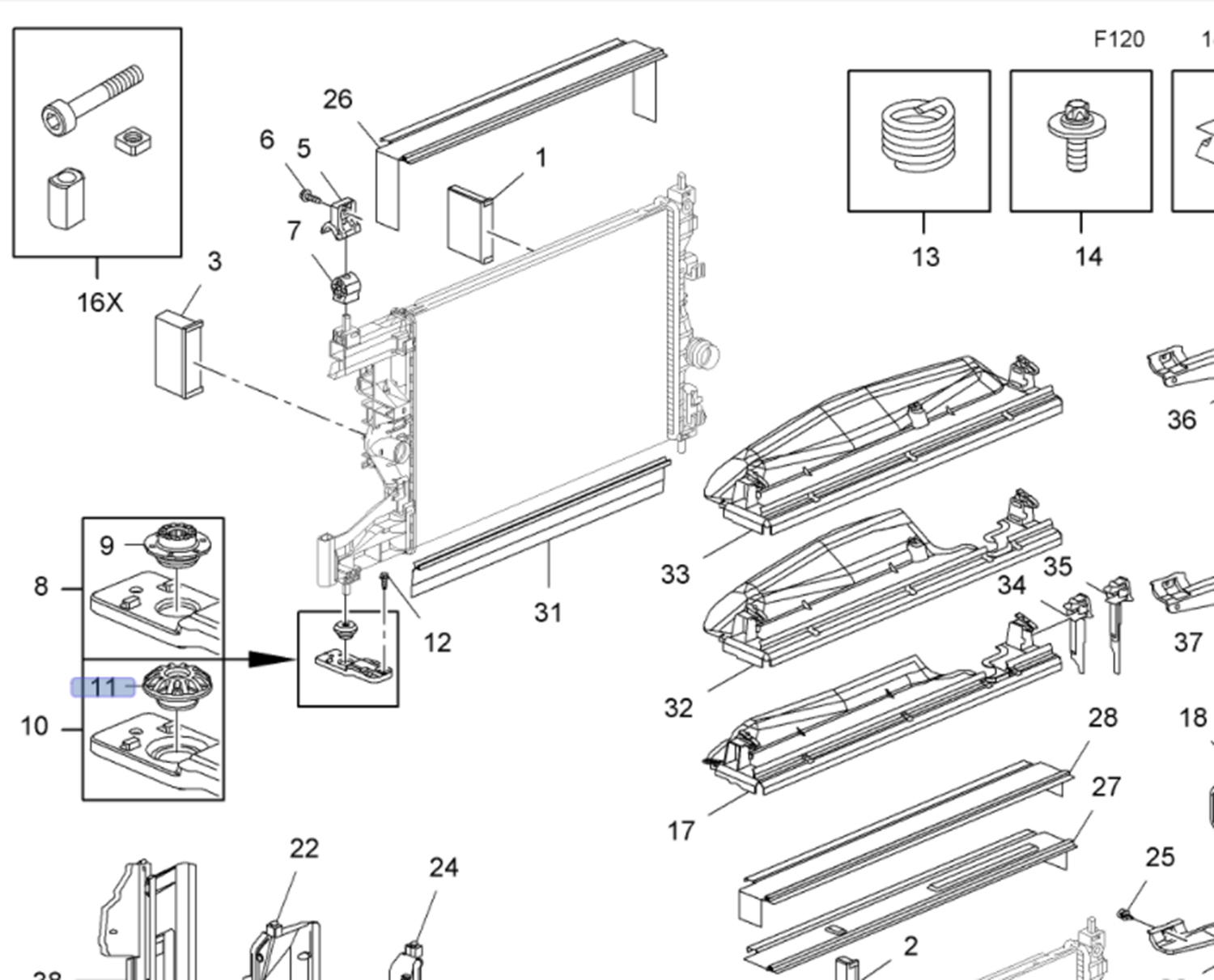 Opel İnsignia A Radyatör Alt Lastiği Mette Marka 754K4499