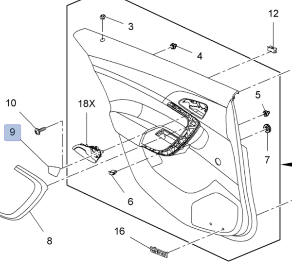 Opel  Meriva B Arka Kapı Kolu Açma Kolu Plastiği Sağ Psa Marka 22812772
