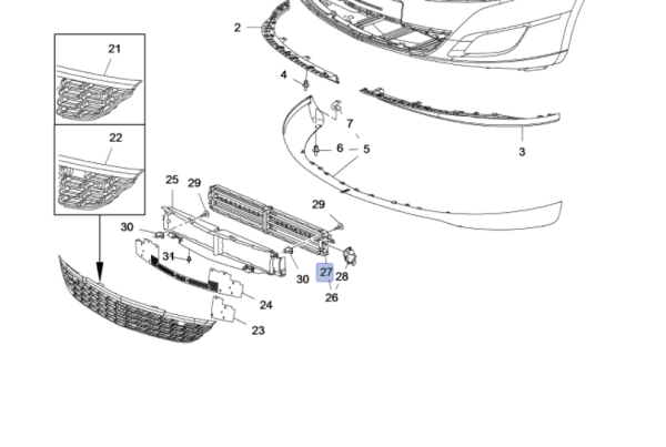 Opel Corssland Ön Tampon Izgara Arka Deflektörü Psa Marka 13336752