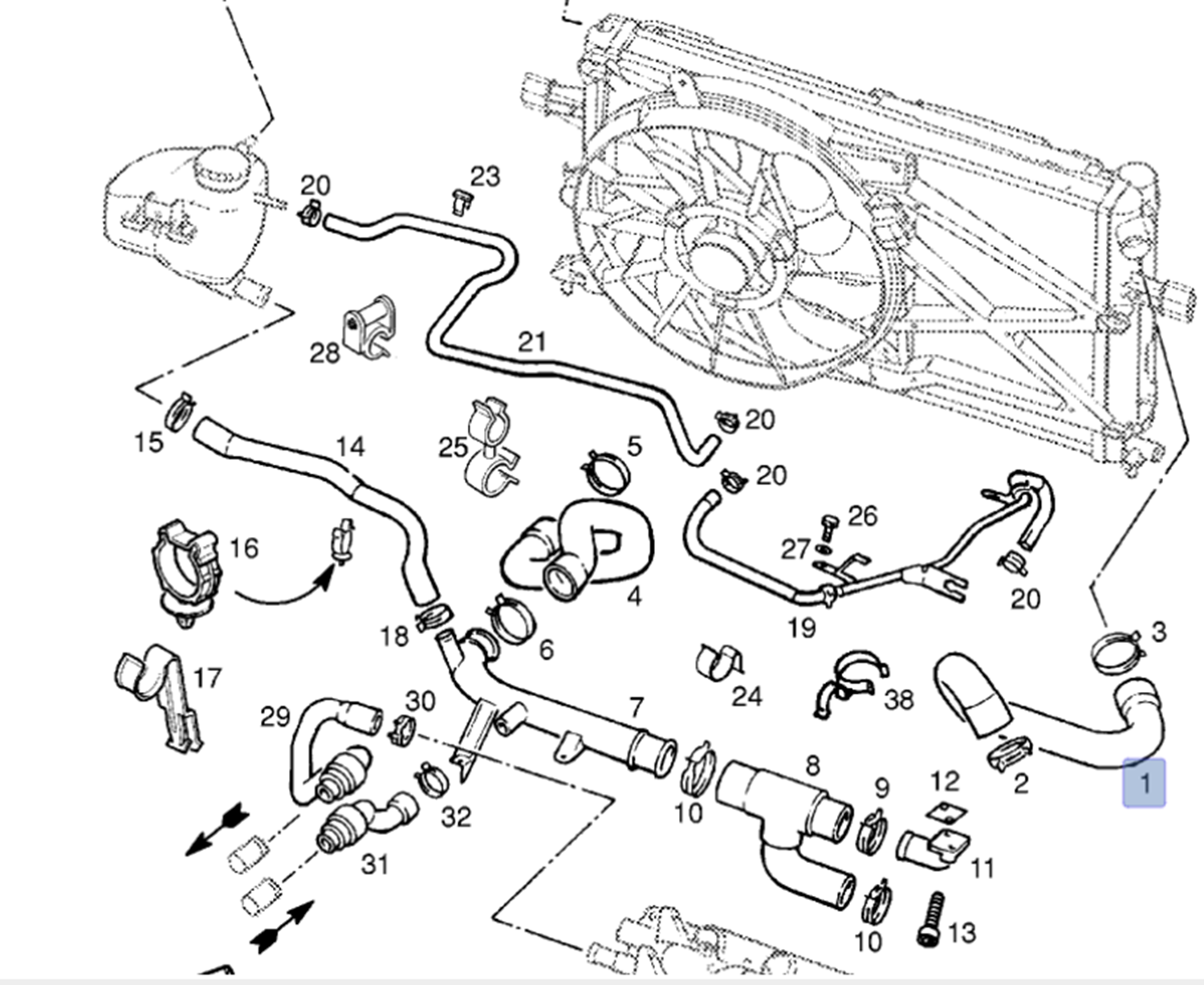 Opel Astra G Radyatör Üst(Giriş) Hortumu İbraş Marka 21452