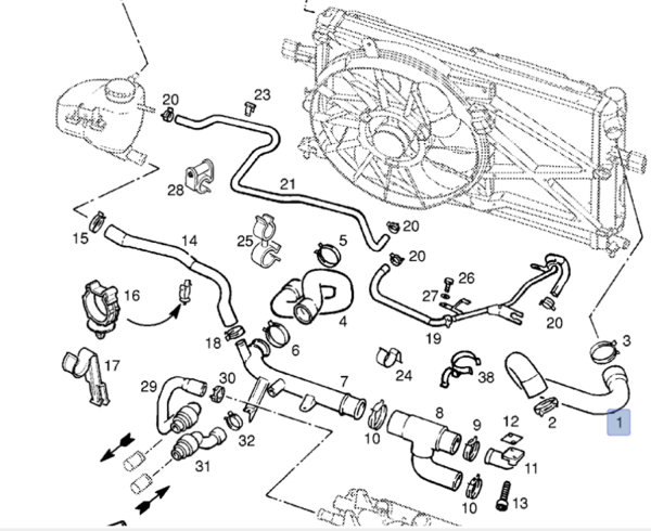 Opel Astra G Radyatör Üst(Giriş) Hortumu İbraş Marka 21452