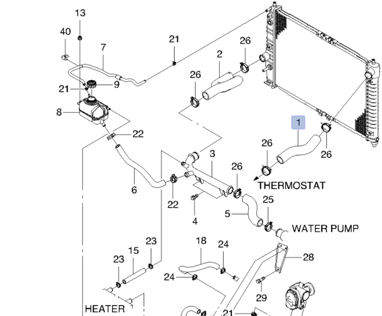 Chevrolet Aveo 1.4 Motor Radyatör Üst(Giriş) Hortumu Ytt Marka Y3606