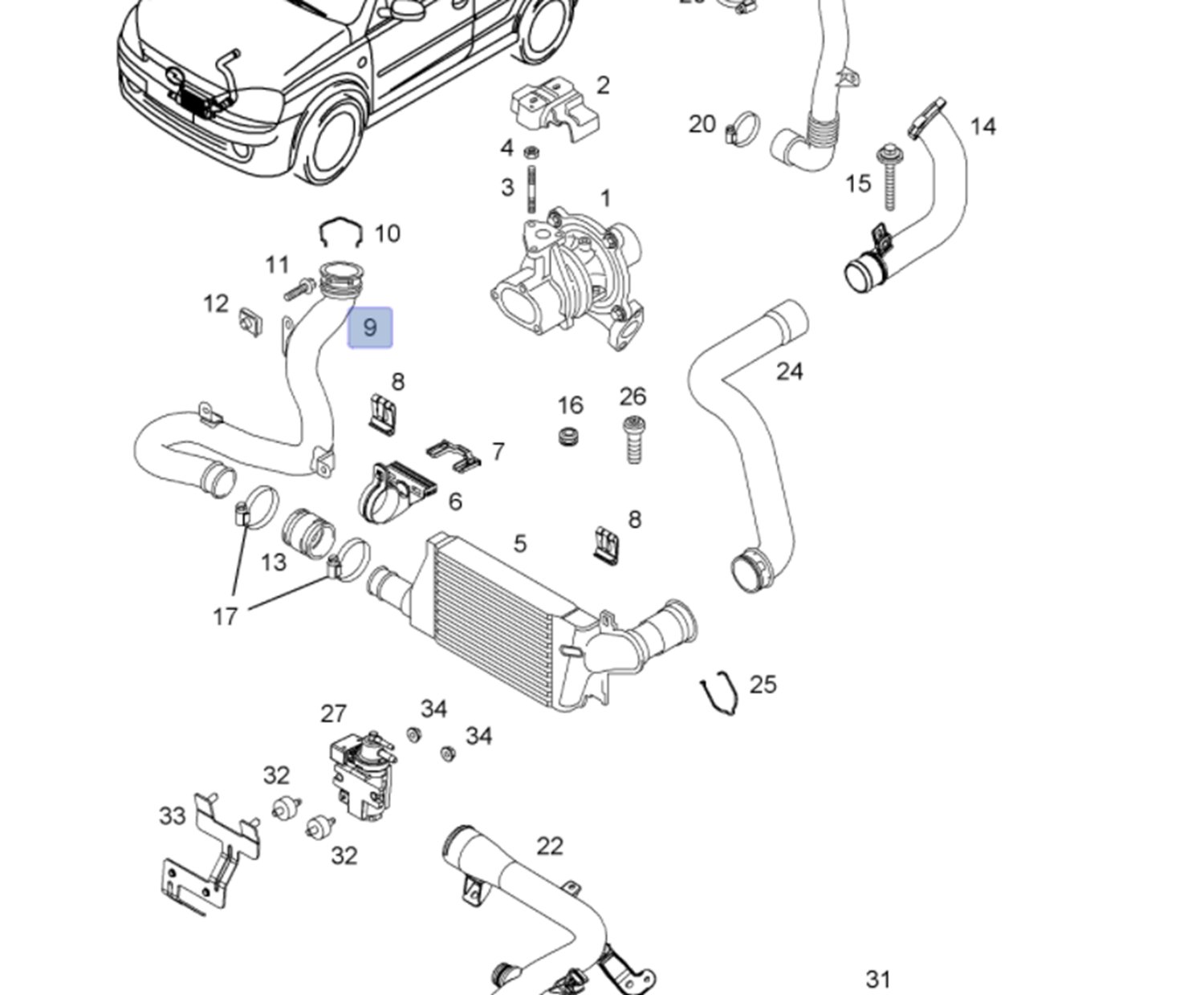 Opel Corsa C Y13DT-Z13DT Dizel Motor Turbo Alt Borusu Ytt Marka Y20756