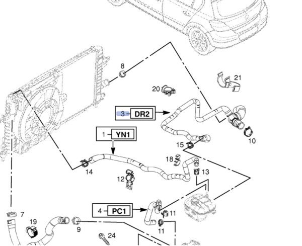 Opel Astra H 1.3 Dizel Motor Radyatör Alt (Çıkış) Hortumu Rapro Marka 18321