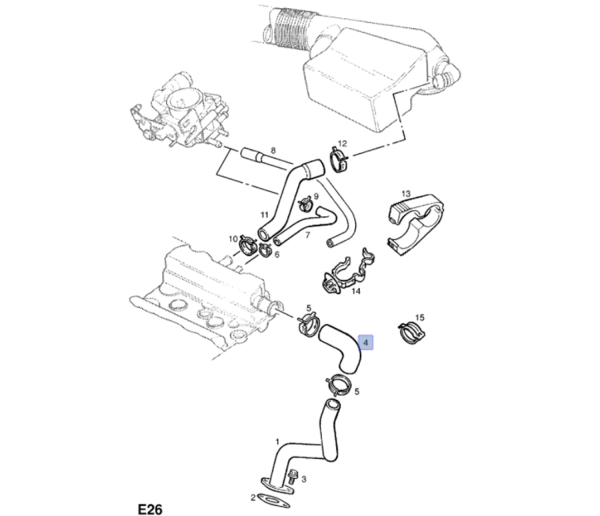 Opel Corsa C Z14XE Motor Üst Kapak Havalandırma Hortumu Ytt Marka Y11650