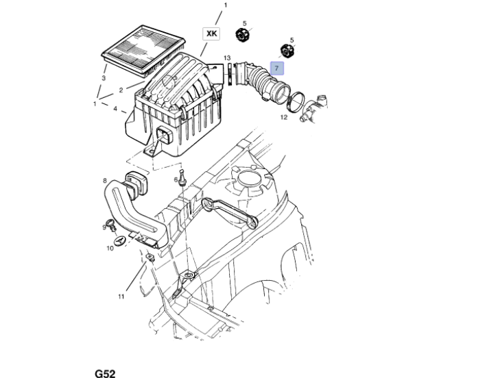 Opel Corsa B C14SE Benzinli Motor Hava Filtre Hortumu Dka Marka 804