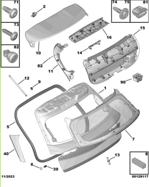 Opel Mokka B Arka Cam Kenar Plastiği Psa Marka 98341165ZD