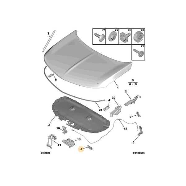 Opel Mokka B Motor Kaput Kilidi Psa Marka 9822710880