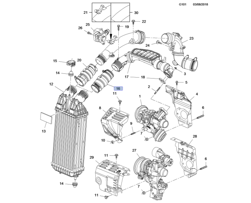 Opel Crossland 1.2 Motor İntercoler Emme Borusu İbraş Marka 17250